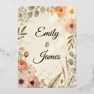 Invitación Con Relieve Metalizado Emily & James Boho Watercolor Wedding Invitation |