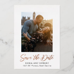 Invitación Con Relieve Metalizado Emma Elegant Wedding Save the Date