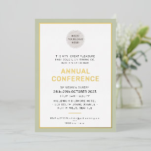 Invitación Con Relieve Metalizado EMPRESAS evento moderno sencillo sabio verde