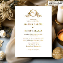 En español Boda Monograma con Hoja de Oro Real
