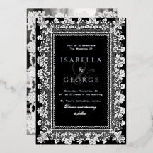 Encaje Vintage Dinero Antiguo Boda en Blanco y Neg