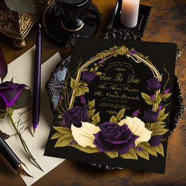 Invitación Con Relieve Metalizado Encantada Boda Gótica Salven La Fecha