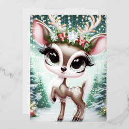 Invitación Con Relieve Metalizado Enchanted Forest Reindeer Princess