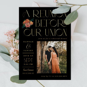Invitación Con Relieve Metalizado Encuentro Antes del Evento Previo a la Boda