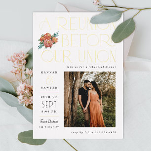Invitación Con Relieve Metalizado Encuentro Antes del Evento Previo a la Boda de la