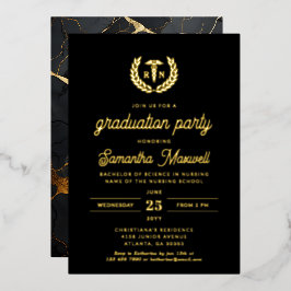 Invitación Con Relieve Metalizado Enfermera RN BSN Partido de Graduación Escolar de 