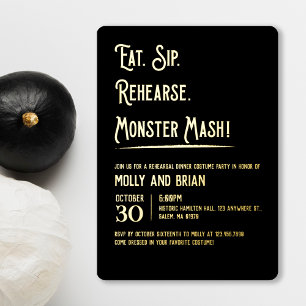 Invitación Con Relieve Metalizado Ensayo de Boda Monster Mash