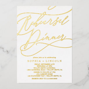 Invitación Con Relieve Metalizado Ensayo de caligrafía de Relieve metalizado dorado