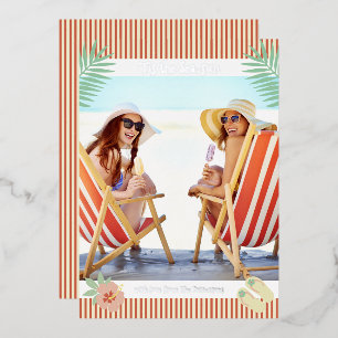 Invitación Con Relieve Metalizado 'Es La Playa Del Sol Tropical De Verano Navidad
