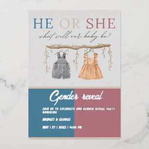 Invitación Con Relieve Metalizado ¿es su fiesta de revelación de sexo masculino o ch