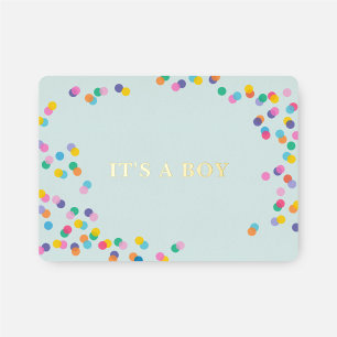Invitación Con Relieve Metalizado Es un niño Mint Green Baby Shower Confetti Gold