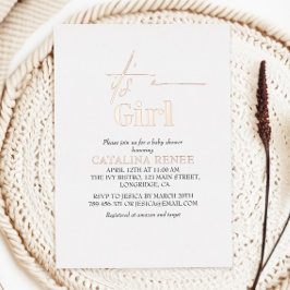 Invitación Con Relieve Metalizado Es Un Relieve metalizado dorado Rosa Chica De Lujo