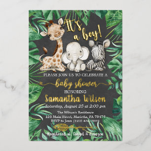 Invitación Con Relieve Metalizado Es un safari de niño salvaje Cumpleaños real