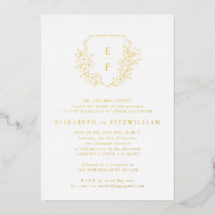 Invitación Con Relieve Metalizado Escudo de flores de cerezo simple Relieve metaliza