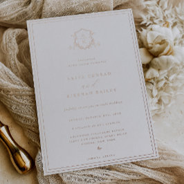 Invitación Con Relieve Metalizado Escudo del Monograma de Vines sin tiempo