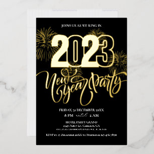 Invitación Con Relieve Metalizado Esparadrapo, fuegos artificiales y elegante Fiesta