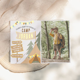 Invitación Con Relieve Metalizado Espectacular camping al aire libre foto fiesta de