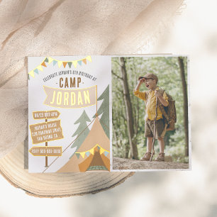 Invitación Con Relieve Metalizado Espectacular camping al aire libre foto fiesta de 