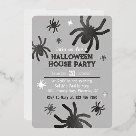 Invitación Con Relieve Metalizado Espeluznante Feliz fiesta de Halloween