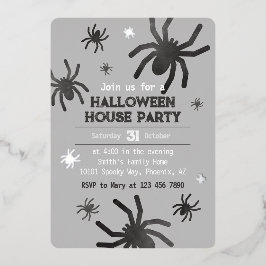 Invitación Con Relieve Metalizado Espeluznante Feliz fiesta de Halloween
