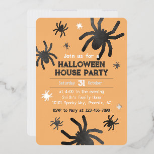 Invitación Con Relieve Metalizado Espeluznante Feliz fiesta de Halloween