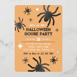 Invitación Con Relieve Metalizado Espeluznante Feliz fiesta de Halloween