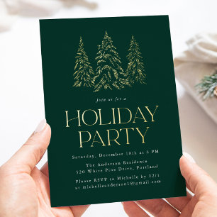 Invitación Con Relieve Metalizado Espeluznante fiesta de feriado verde de invierno