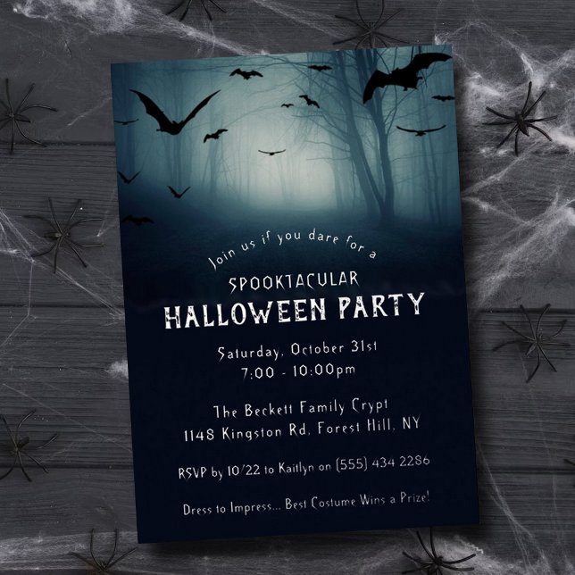 Invitación Con Relieve Metalizado Espeluznante Fiesta de Halloween Forestal (Subido por el creador)