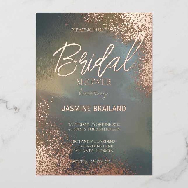 Invitación Con Relieve Metalizado Espuma cósmica Hombre Lavar ducha de novia (Anverso)