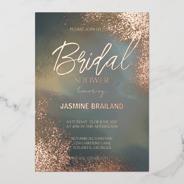 Invitación Con Relieve Metalizado Espuma cósmica Hombre Lavar ducha de novia (Anverso)