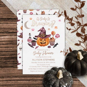 Invitación Con Relieve Metalizado Está Brewing un bebé Jack-O-Lantern Halloween Show