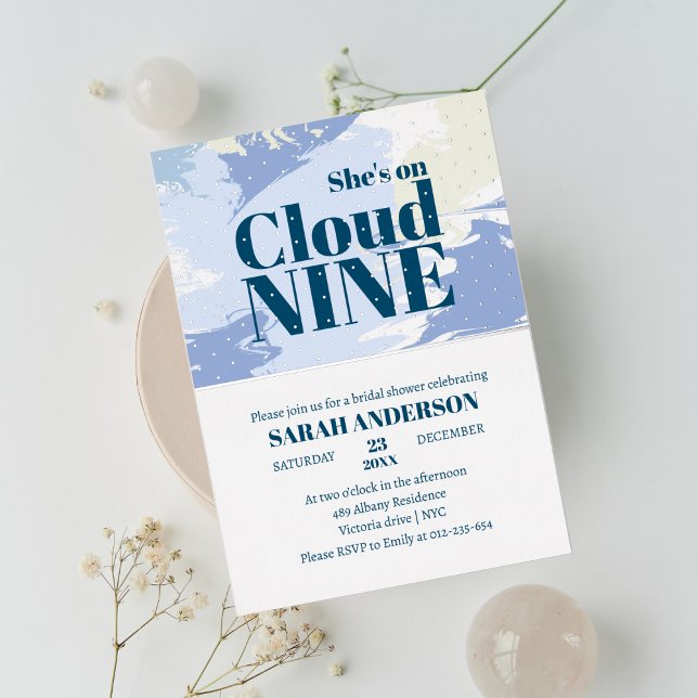 Invitación Con Relieve Metalizado Está en la Nueve Negrita Bridal Shower (Subido por el creador)
