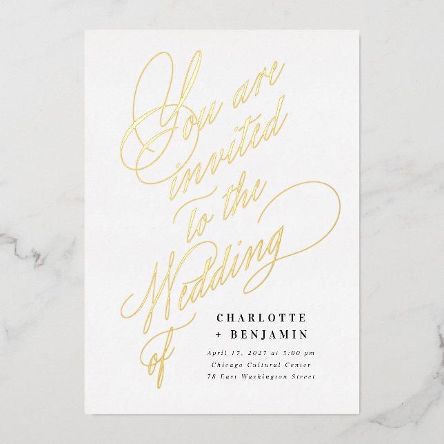 Invitación Con Relieve Metalizado Está Invitado A Nuestro Boda (Anverso)