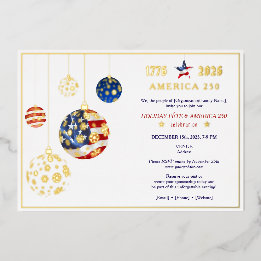 Invitación Con Relieve Metalizado Estados Unidos 250 Festividades Patrióticas Aniver