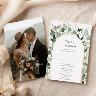 Invitación Con Relieve Metalizado ESTAMPADO EN HOJAS DE EUCALIPTO ORO Simple Foto No