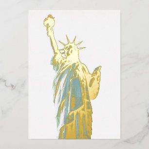 Invitación Con Relieve Metalizado Estatua de la libertad