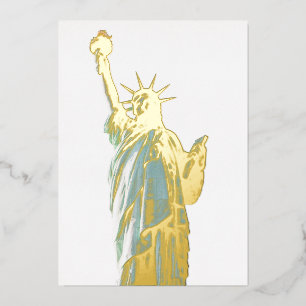 Invitación Con Relieve Metalizado Estatua de la libertad