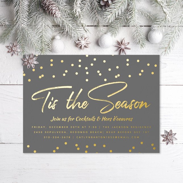 Invitación Con Relieve Metalizado Este es el festival navideño Gold Confetti (Subido por el creador)