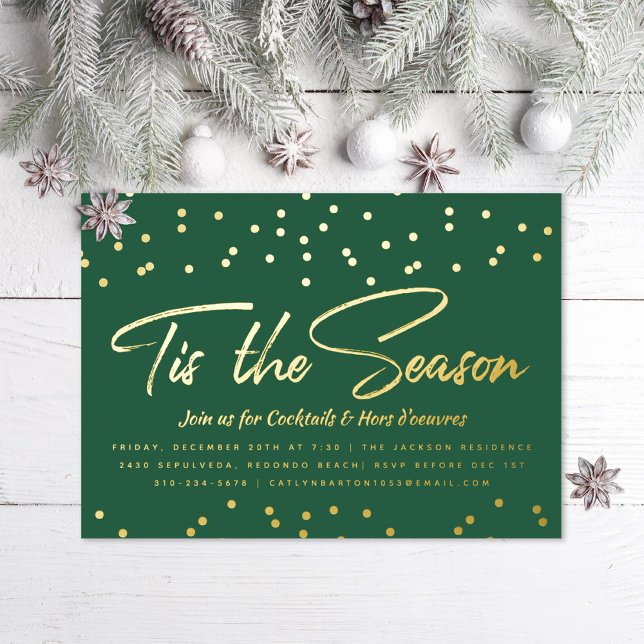 Invitación Con Relieve Metalizado Este es el festival navideño Gold Confetti (Subido por el creador)