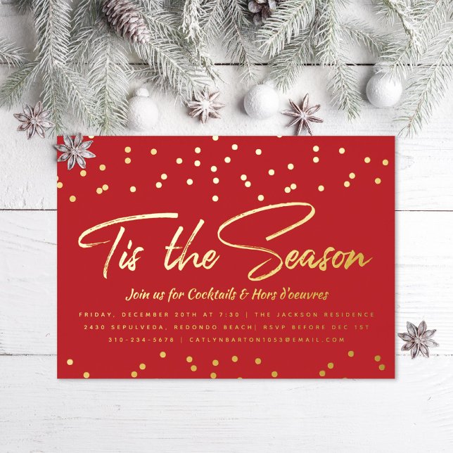 Invitación Con Relieve Metalizado Este es el festival navideño Gold Confetti (Subido por el creador)