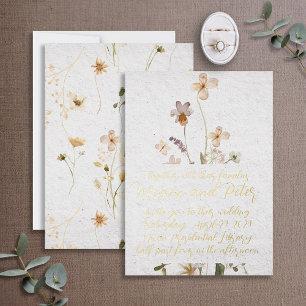 Invitación Con Relieve Metalizado Estilo de Arte Fino Caligrafía con Hoja de Oro de 