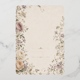 Invitación Con Relieve Metalizado Estilo de papelería para boda de jardín vintage