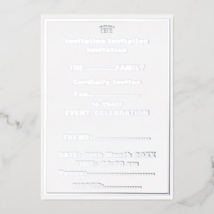 INVITACIÓN CON RELIEVE METALIZADO ESTILOSO MODERNO PERSONALIZABLE BLANCO VERIFICADO