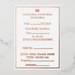 INVITACIÓN CON RELIEVE METALIZADO ESTILOSO MODERNO PERSONALIZABLE BLANCO VERIFICADO