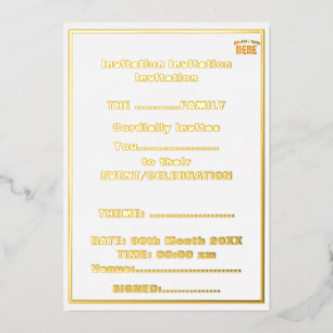 INVITACIÓN CON RELIEVE METALIZADO ESTILOSO MODERNO PERSONALIZABLE BLANCO VERIFICADO