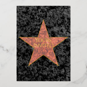 Invitación Con Relieve Metalizado Estrella de Hollywood