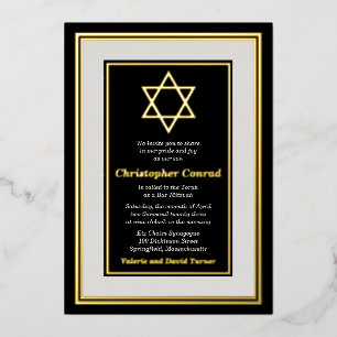 Invitación Con Relieve Metalizado Estrella negra de Relieve metalizado dorado platin