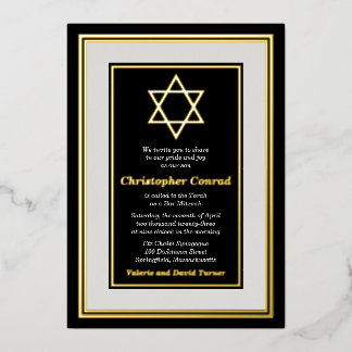 Invitación Con Relieve Metalizado Estrella negra de Relieve metalizado dorado platin