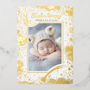 Invitación Con Relieve Metalizado Estrellas Celestiales Lindas Blancas Fotos de Reci
