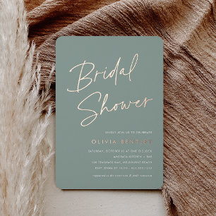 Invitación Con Relieve Metalizado Eucalipto Regader de Boda Guion Boho Minimalista